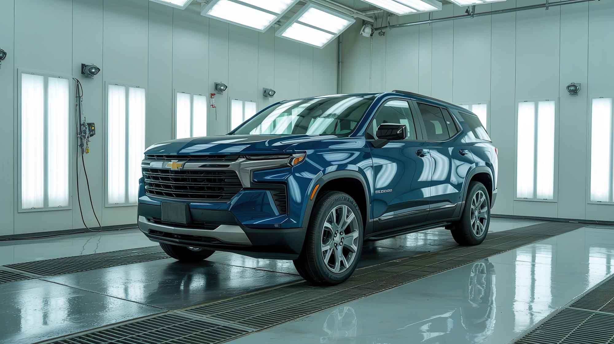 Chevrolet SUV in Paint Booth - Friendly Certified Collision Center