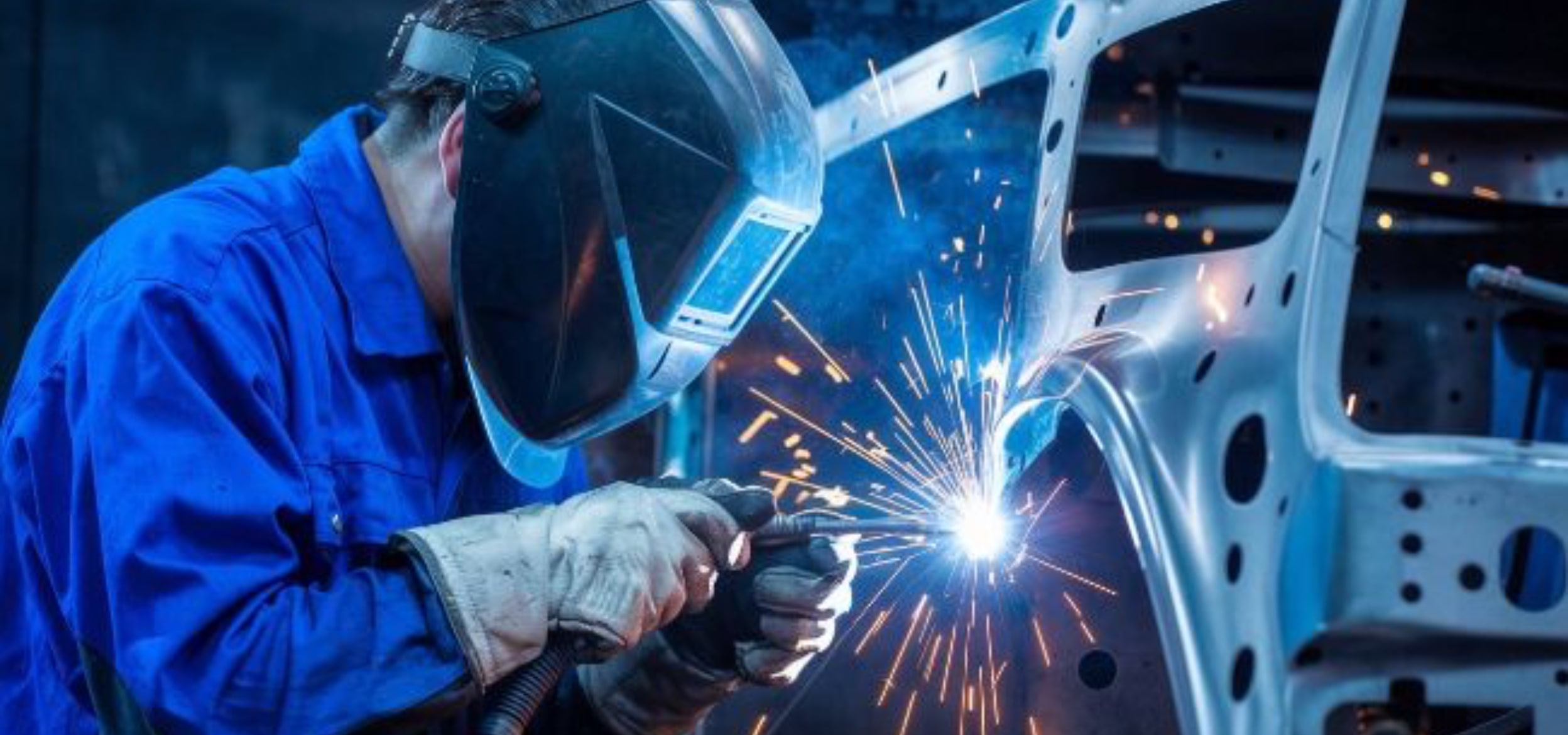 Chevrolet Certified Body Shop tech welding frame